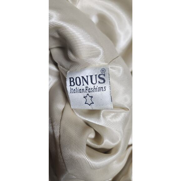 Bonus Italian Fashion Genuine Leather Cream Blazer Coat Size XL - Picture 12 of 12